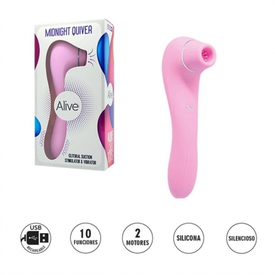Pink Midnight - Vibrador Y Succionador De Clitoris Con 10 Modos - Usb